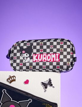 Astuccio con tre scomparti Kuromi - nero