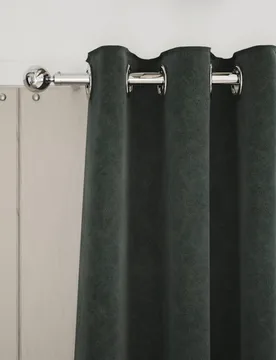 M&S Velvet Eyelet Curtains Mid Grey - M&S - FashionsVida