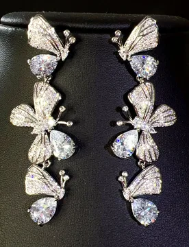 Popping white butterfly long earrings women's clothing jewelry accessories suitable for party wedding daily gift travel E345 - Aliexpress - FashionsVida