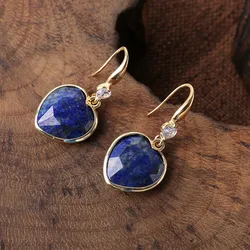 B&F Lapis Lazuli Heart Natural Stone Earrings