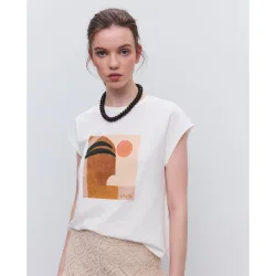 Camiseta de mujer manga corta con dibujo posicional