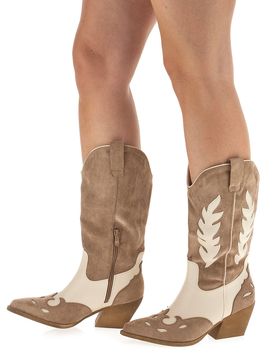 Stivali Texani Khaki con fantasia a Contrasto RQ25S6A 38