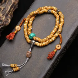 Natural Large-Bead Star Moon Bodhi 108-Bead Prayer Beads for Hand-Rubbing, Copper-Coloured 'A-Dai'
