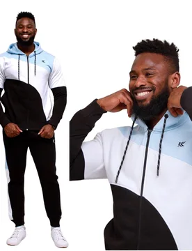 Mens Kam Two Piece Tracksuit Hoodie & Jogger Set - Black - Size Small - Kam Menswear - FashionsVida