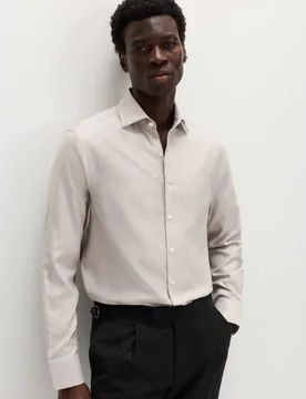Regular Fit Egyptian Cotton Dobby Shirt Neutral male - M&S SARTORIAL - FashionsVida