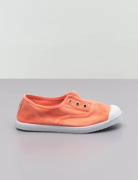 Sneakers slip-on arancioni senza lacci in canvas di cotone effetto stone washed - Cienta - FashionsVida