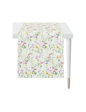 Tischläufer SEASON 140x48cm Weiss/Blumen weiss baby - Apelt - FashionsVida