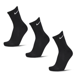 Everyday Cushioned Crew 3 Pack Unisex Socks - Black - Size - Black - Size: 5-8