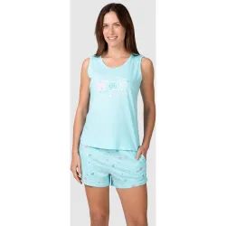 Pijama completo de mujer sin mangas estampado frontal