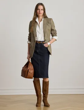 Blazer de mujer de lino con botonadura sencilla - Lauren Ralph Lauren - FashionsVida