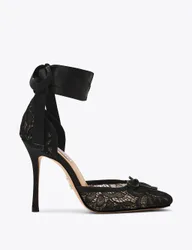 Larina Lace Ankle Strap Stiletto Heels Black female