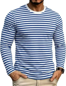 Classic Striped Long Sleeve T-Shirts Men Spring Autumn Cotton Pull On Tees Male Round Neck Breathable Casual Tshirt Daily Tops - Aliexpress - FashionsVida