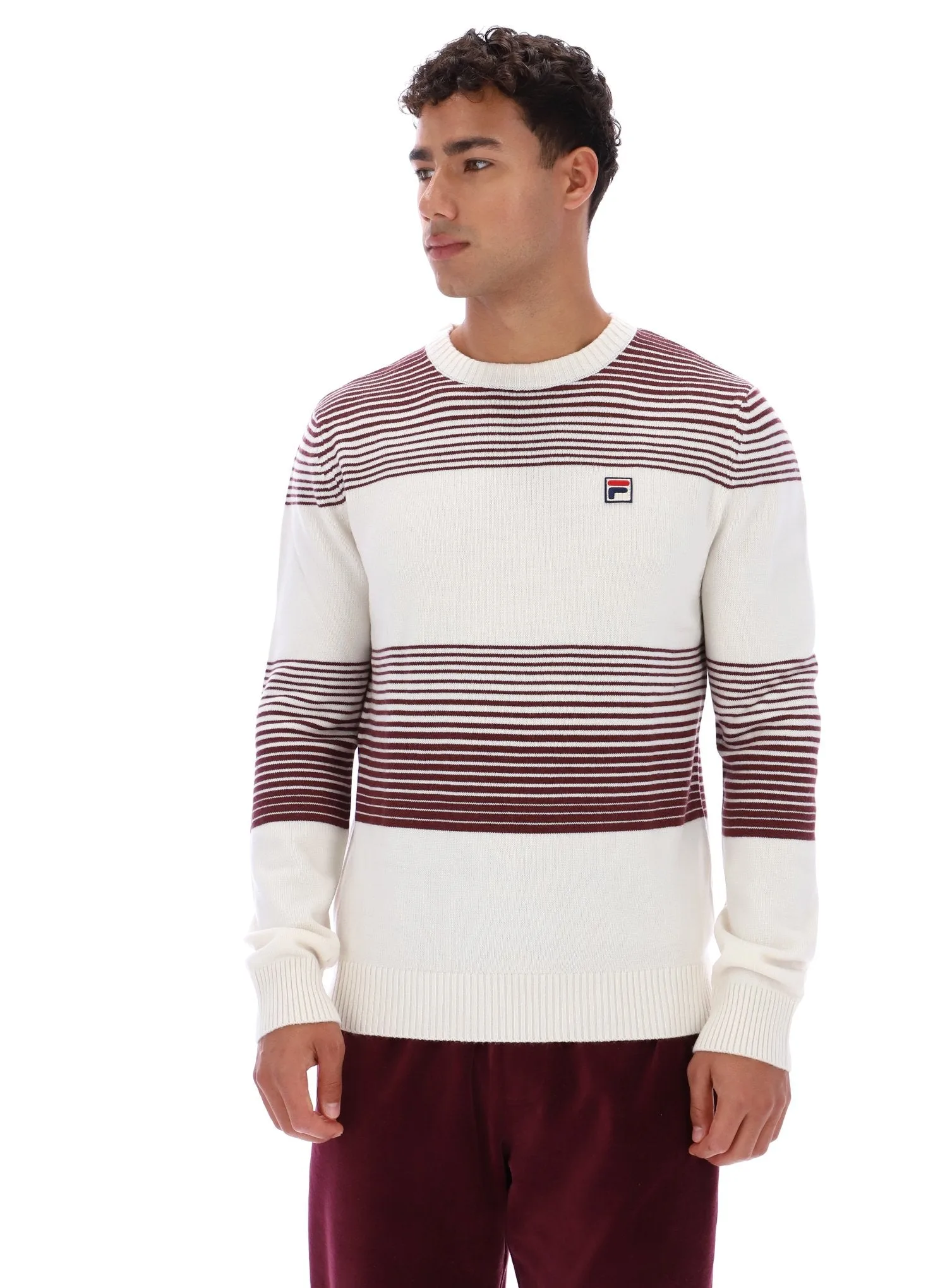 Gardenia Connor Striped Knit Crew Neck - XS - FILA - FashionsVida