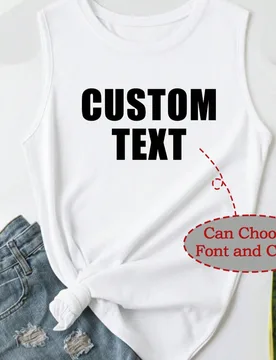 Top sin mangas personalizable para mujer - Añade tu texto, Top blanco - Shein - FashionsVida