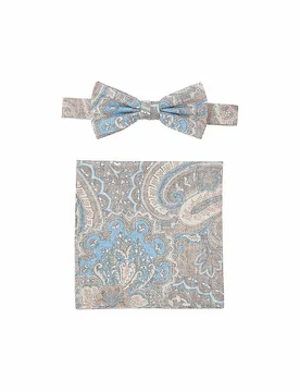 Set Fliege e fazzoletto da taschino PRINCE BOWTIE beige - Seidenfalter - FashionsVida