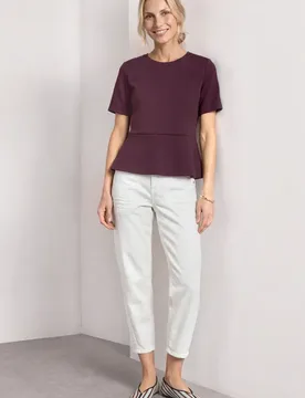 T-Shirt mit Rundhals und Volant-Detail female Rot - Street One - FashionsVida