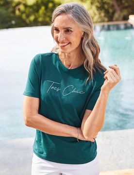 Glitzershirt Urlaubsgrüße - Petrol - female - Size: 52