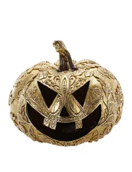 Kürbis aus Kunstharz Gold Barockstil 21 cm Halloween Deko