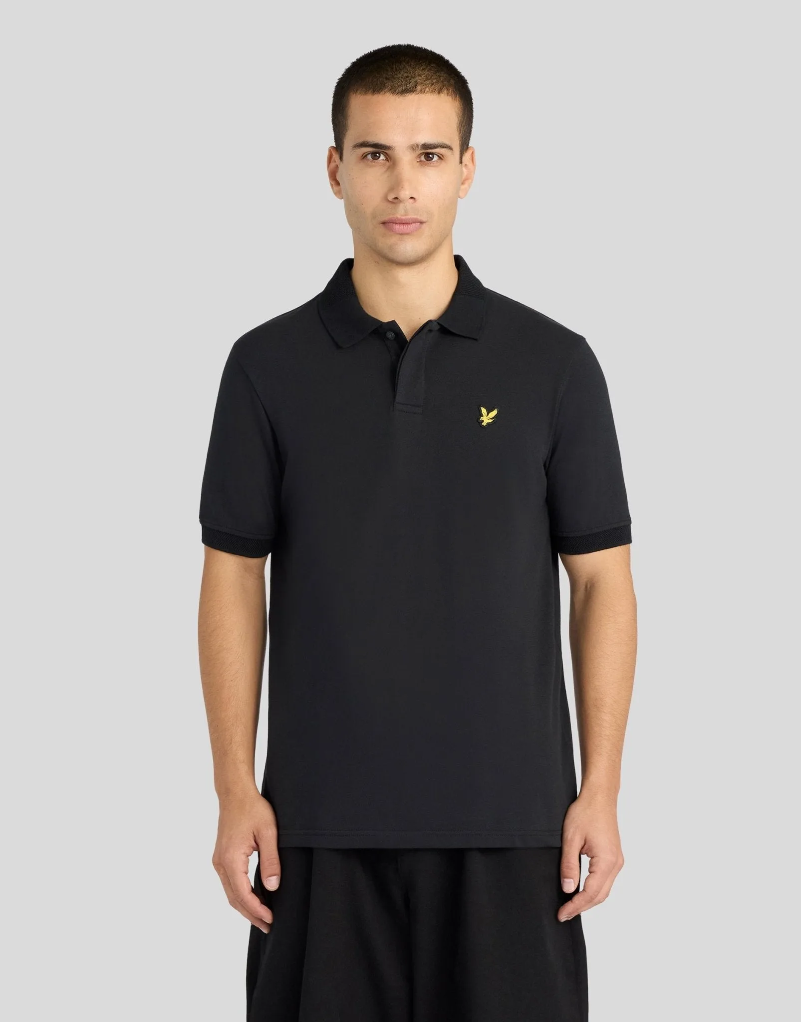 Men's Jacquard Tipped Polo Shirt Jet Black - Lyle & Scott - FashionsVida