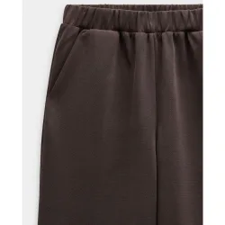 Pantalones rectos de mujer de cintura elástica en liso