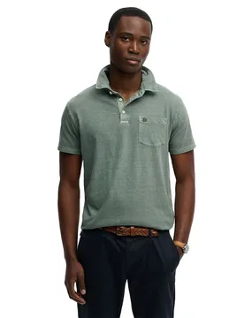 Polo A Maniche Corte Classic Cotton Linen Olive Branch Green S - Superdry - FashionsVida