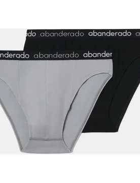 Pack de dos slips de hombre de algodón elástico logo cintura - Abanderado - FashionsVida