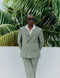 Slim Fit Double Breasted Jacket with Stretch Light Green male