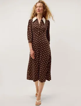 Jersey Printed Midi Shirt Dress Chocolate female - Monsoon - FashionsVida