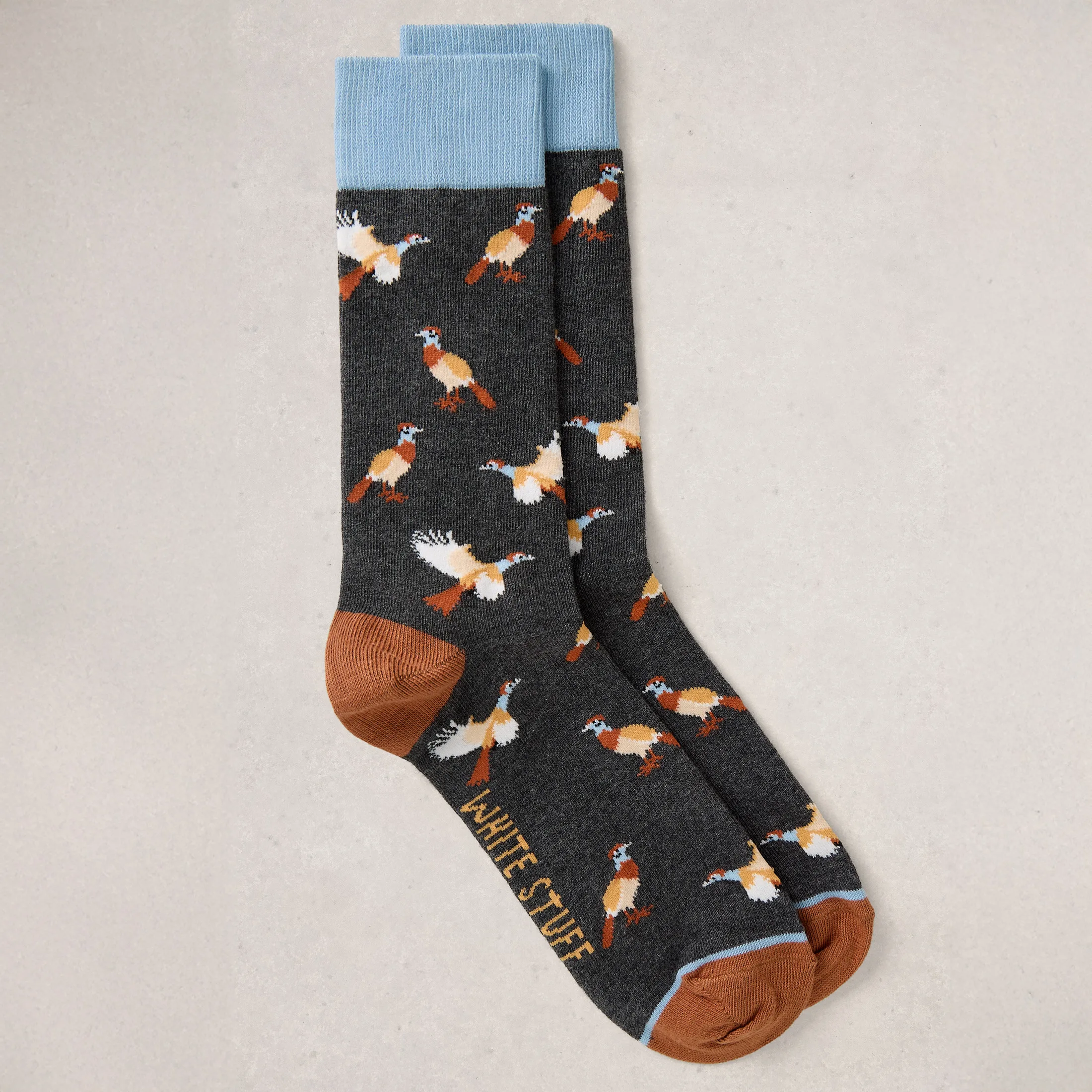 Organic All Over Pheasant Ankle Socks - Dark Grey - White stuff - FashionsVida