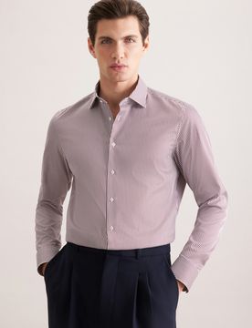 Slim Business Hemd Gestreift Rot 44