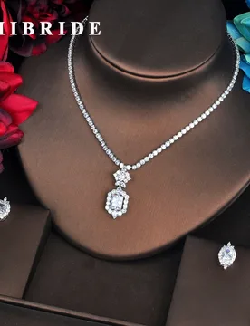 HIBRIDE Newest Clear CZ Jewelry Sets Brilliant Cubic Zircon Wedding Party Earrings Necklace Jewelry Sets For Heavy Dinner N-578 - Aliexpress - FashionsVida