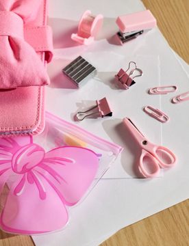 Set di articoli per ufficio con astuccio con stampa a fiocco 6 pack - rosa