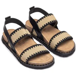 Sandalias planas de mujer de piel