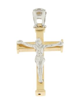 Croce Uomo Oro Giallo Bianco GL100518