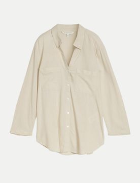 Blouse shirt with linen Beige 40