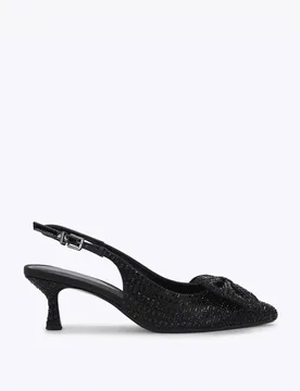 Sparkle Bow Kitten Heel Pointed Court Shoes Black female - Kurt geiger - FashionsVida