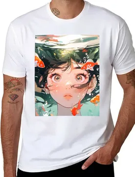 Anime Girl with Fishes #4 T-Shirt t shirt for man man t shirt designer T-Shirt - Aliexpress - FashionsVida