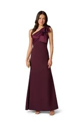 One Shoulder Satin Crepe Dress - Purple - Size: 6