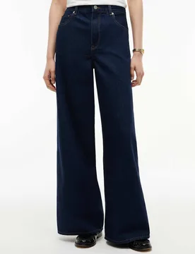 High Waisted Faded Wide Leg Jeans Dark Blue female - Tommy hilfiger - FashionsVida