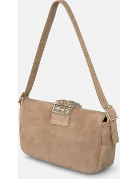 Bolso de hombro de piel con pedrería y cierre mediante botón imantado - Alma en Pena - FashionsVida