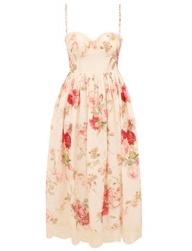 Structured Linen Mini Dress with Boning and Adjustable Straps - Size 0