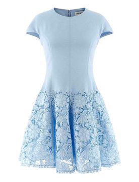 Vestito in pizzo crpe blu