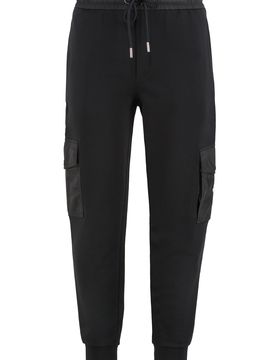 Sporty Tapered Pants in Cotton Blend with Nylon Details