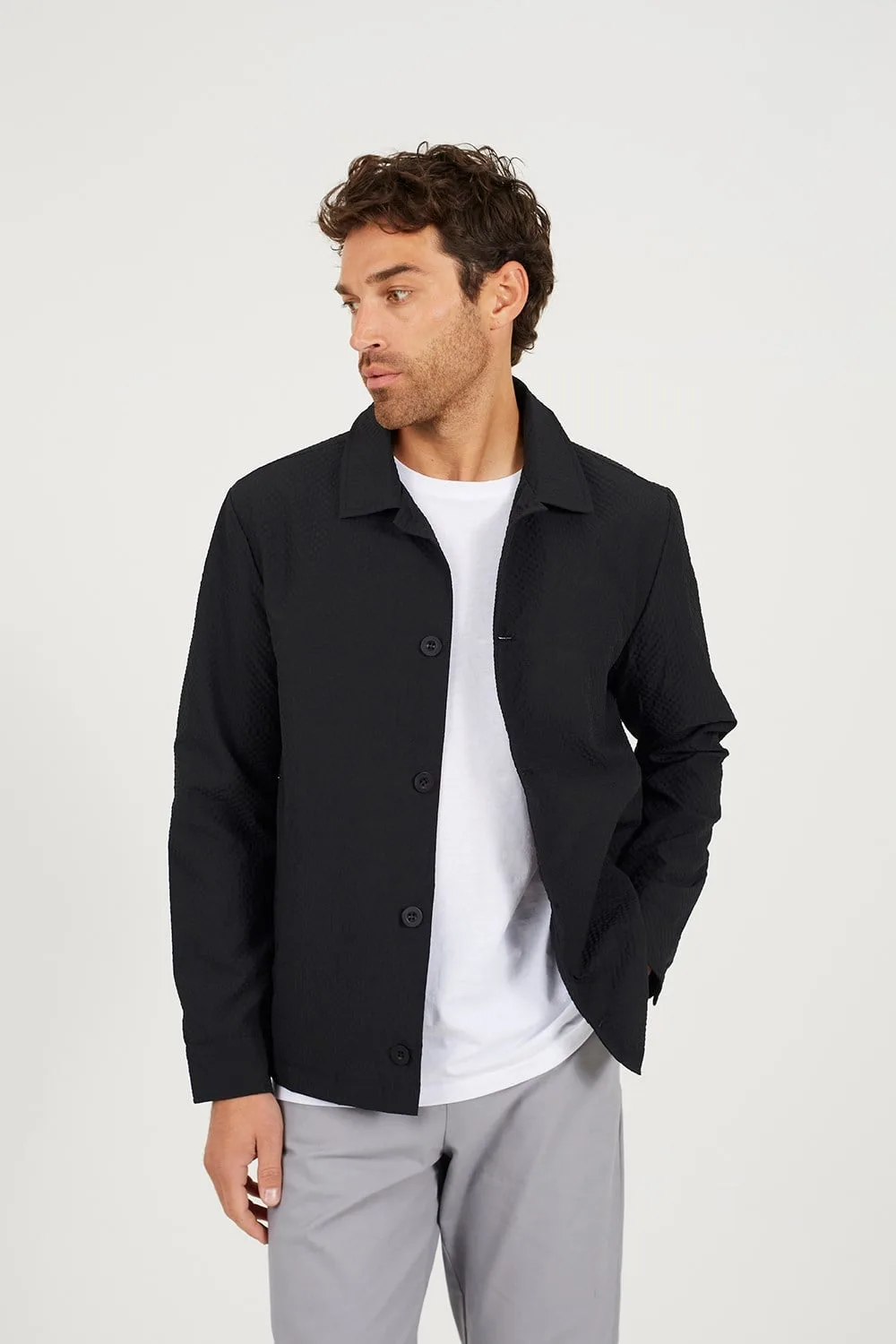 Seersucker Mens Shacket - - Size: M - Brave soul - FashionsVida