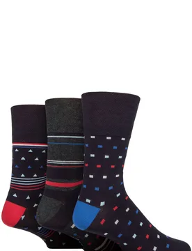 Mens 3 Pair Patterned Bamboo Socks Chilli Pepper 6-11 - Multi Coloured - Size: 6-11 Mens - Gentle Grip - FashionsVida
