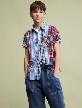Chemise à carreaux patchwork BLUE 13/14 male - Desigual - FashionsVida