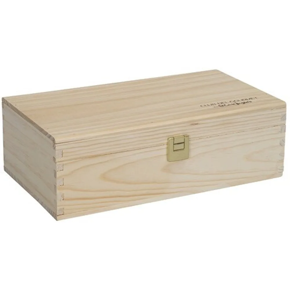 Caja de madera con cierre de bisagra para 2 botellas 75 cl c-una - Club del Gourmet - FashionsVida