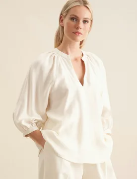 Shirtbluse Uni Ecru 40 - Seidensticker.com - FashionsVida