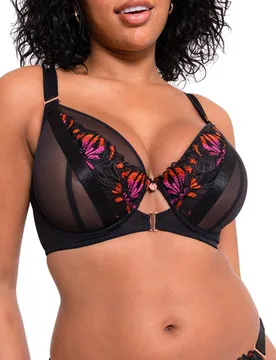 Womens Mesmerise Plunge Bra - Black Polyamide - Size 36e - Curvy Kate - FashionsVida