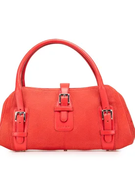 Womens Leather Buckle Handbag - Orange - One Size - Loewe - FashionsVida